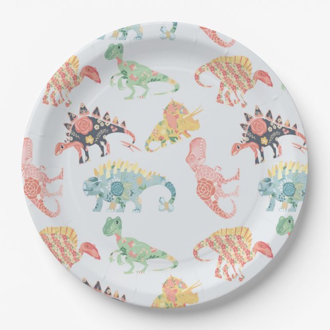 Plato De Papel Dinosaurios de Nomi de 9 pulgadas. Placas Fiesta (Anverso)