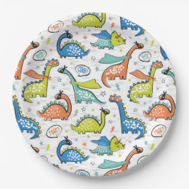 Plato De Papel Dinosaurios de superhéroes graciosos