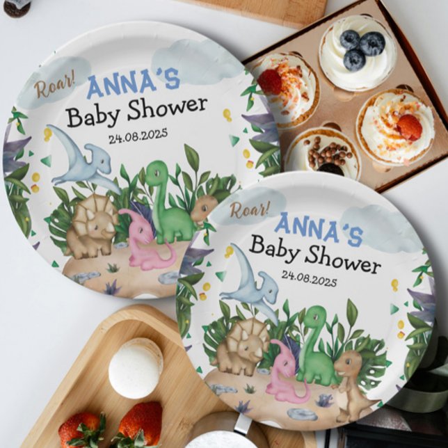Plato De Papel Dinosaurios Forestales Tropicales Baby Shower (Subido por el creador)