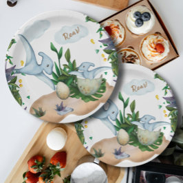 Plato De Papel Dinosaurios forestales tropicales Placas de papel