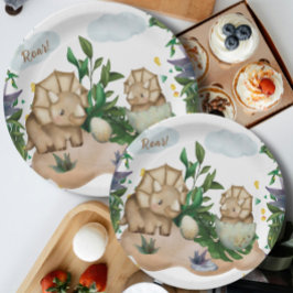 Plato De Papel Dinosaurios forestales tropicales Placas de papel