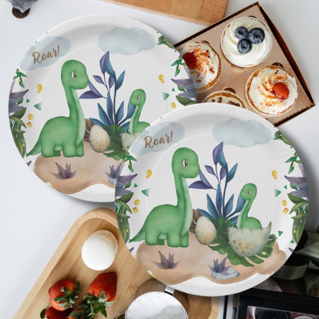 Plato De Papel Dinosaurios forestales tropicales Placas de papel  (Subido por el creador)