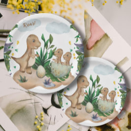 Plato De Papel Dinosaurios forestales tropicales Placas de papel