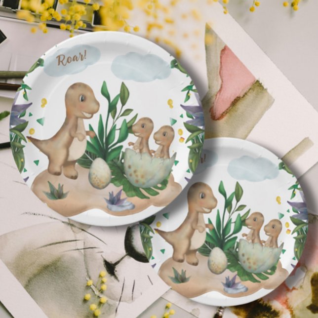 Plato De Papel Dinosaurios forestales tropicales Placas de papel  (Subido por el creador)