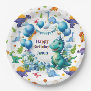 Plato De Papel Dinosaurios Personalizados
