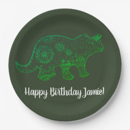 Plato De Papel Dinosaurios, placas de papel Personalizado de cump