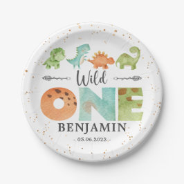 Plato De Papel Dinosaurios silvestres Una primera acuarela de cum