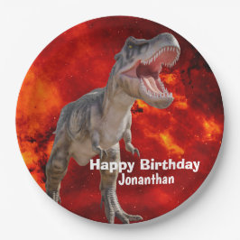 Plato De Papel Dinosaurios T Rex disparan al mundo Jurásico