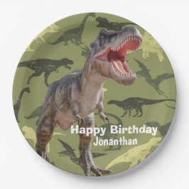 Plato De Papel Dinosaurios T Rex patrón Jurásico Mundo