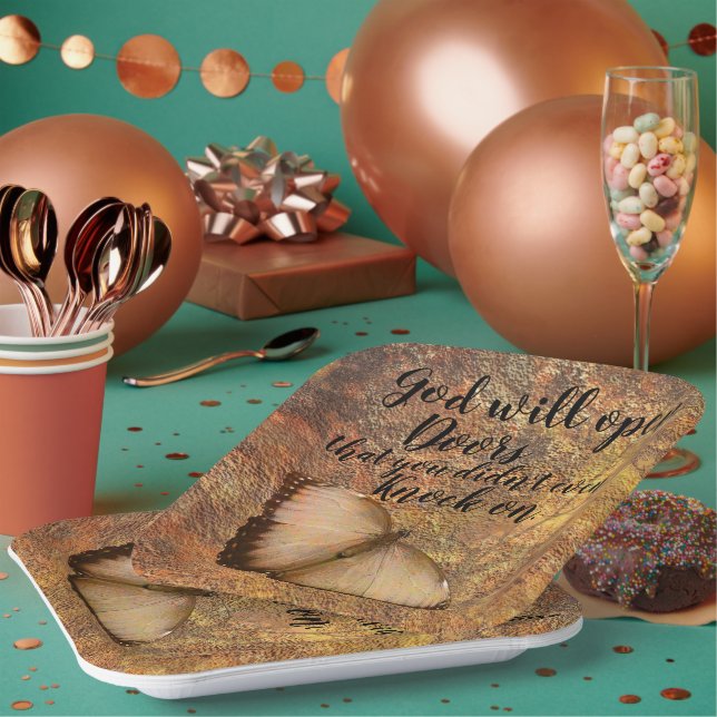 Plato De Papel Dios abrirá las puertas", placas Fiestas (Multi)