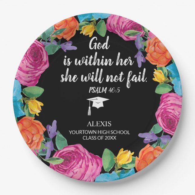 Plato De Papel Dios está dentro de su graduación cristiana (Anverso)