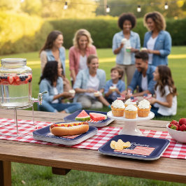 Plato De Papel Dios personalizado bendice la bandera de Estados U