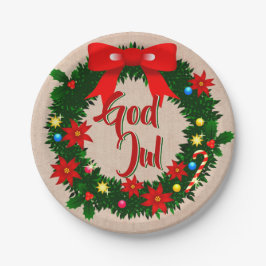 Plato De Papel Dios sueco Jul Merry Christmas 7"