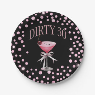 Plato De Papel Dirty 30 Pink Coquette Birthday Party