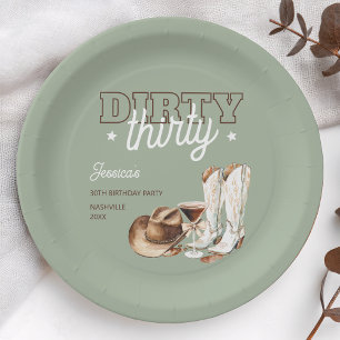 Plato De Papel Dirty Thirty Western Rodeo 300 Fiesta de cumpleaño