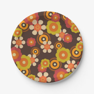 Plato De Papel Disco 7000 Retro Flores Pop Culture