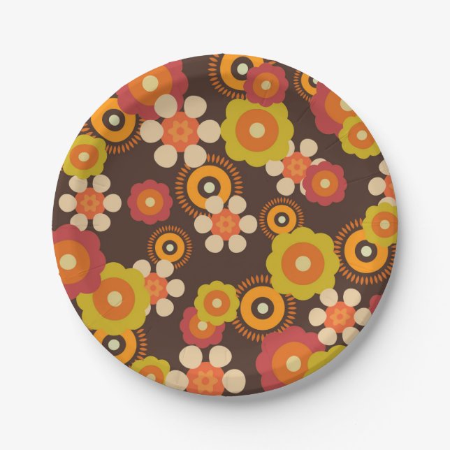 Plato De Papel Disco 7000 Retro Flores Pop Culture (Anverso)