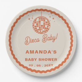 Plato De Papel Disco Baby Retro Groovy Disco Baby Shower