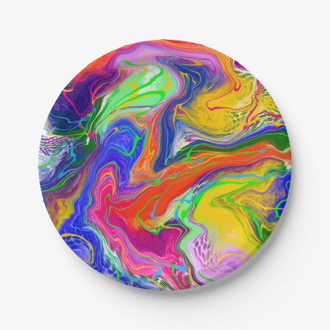 Plato De Papel Disco Ball Electricidad Marble Fluid Art (Anverso)