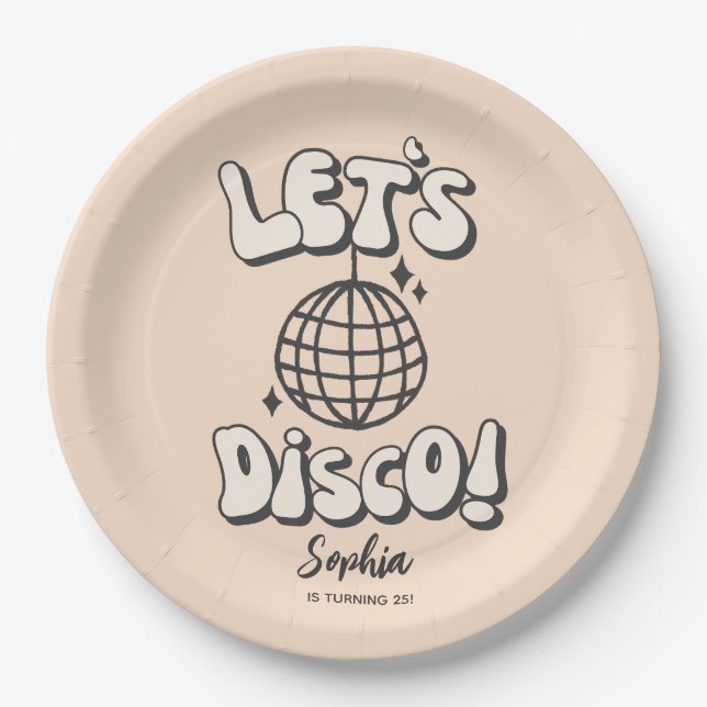 Plato De Papel Disco, fiesta de cumpleaños, crema de papel (Anverso)