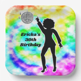 Plato De Papel Disco Fiesta Tie Dye Adulto Retro fiesta de cumple