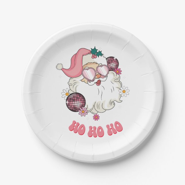 Plato De Papel Disco Santa | Ho Ho Ho Ho | (Anverso)