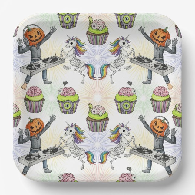 Plato De Papel Discoteca Halloween, de Natasha Us (Anverso)