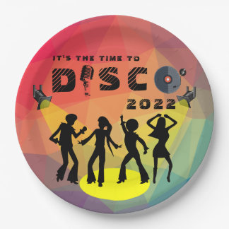 Plato De Papel Discoteca, pista de baile, retro, multicolor