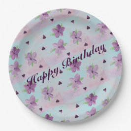 Plato De Papel Diseñador de cumpleaños artsy Floral