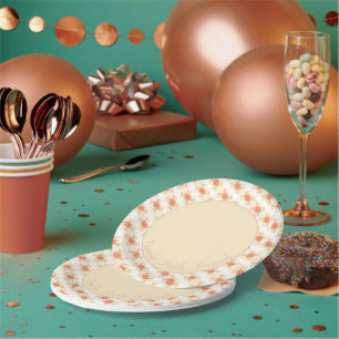 Plato De Papel Diseñador de flores de coral y crema con clase