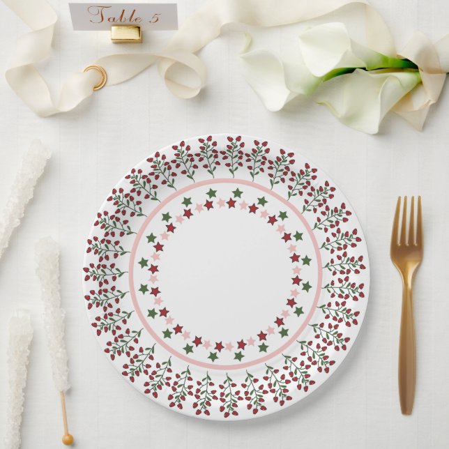 Plato De Papel Diseño alegre y de estrellas (Boda)