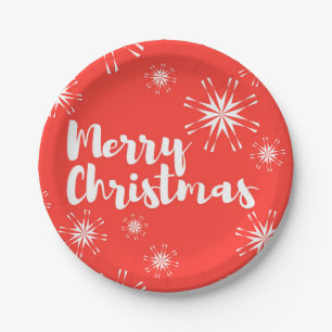 Plato De Papel Diseño alegre y juguetón de Feliz Navidad