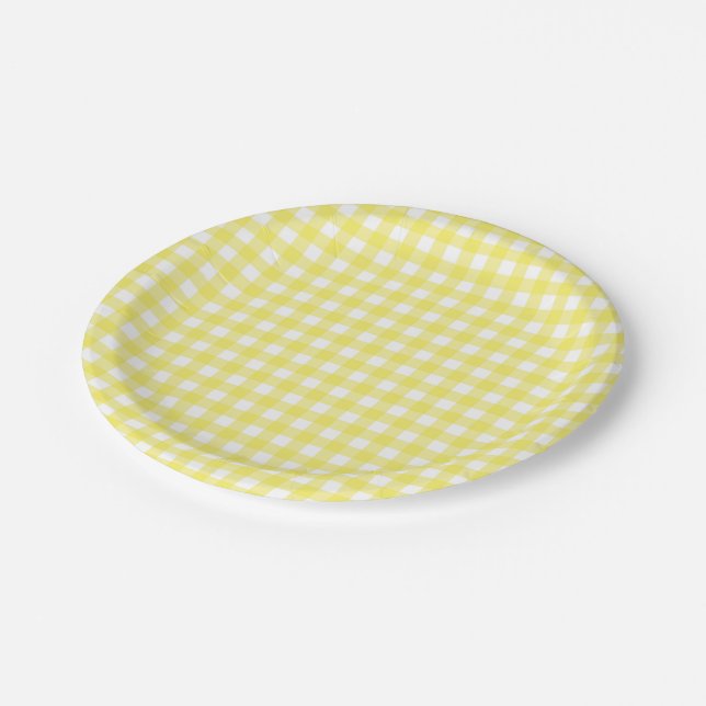Plato De Papel Diseño amarillo y blanco de la guinga (Angular)