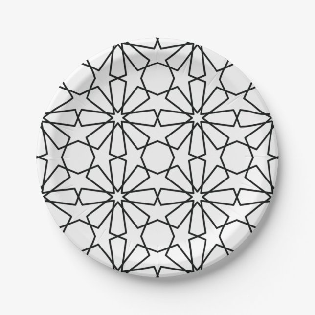 Plato De Papel Diseño árabe de patrón geométrico islámico (Anverso)