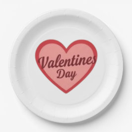 Plato De Papel diseño cardiaco el día de San Valentín