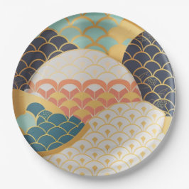 Plato De Papel Diseño cerámico tradicional japonés colorido