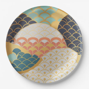 Plato De Papel Diseño cerámico tradicional japonés colorido