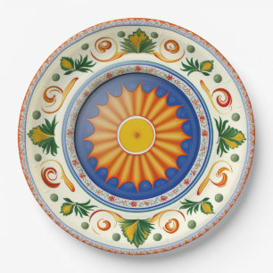 Plato De Papel Diseño cerámico tradicional siciliano italiano