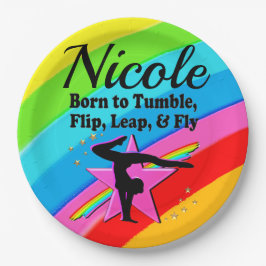 PLATO DE PAPEL DISEÑO CHICA GIMNASIO LUMINOSO Y HERMOSO