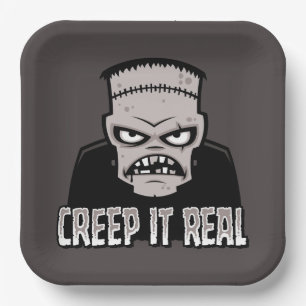 Plato De Papel Diseño Clásico de Terror de Frankenstein Creep It 
