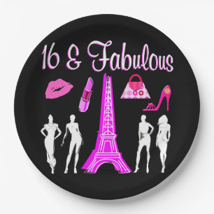 PLATO DE PAPEL DISEÑO DE 16º CUMPLEAÑOS INSPIRADO EN PARÍS