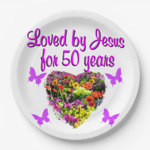 Plato De Papel DISEÑO DE 50 CUMPLEAÑOS DE bonito PURPLE