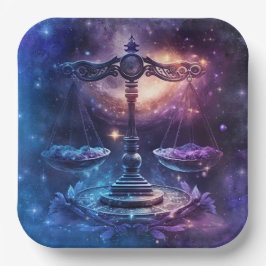 Plato De Papel Diseño de Acuarela del Signo Zodiacal Libra