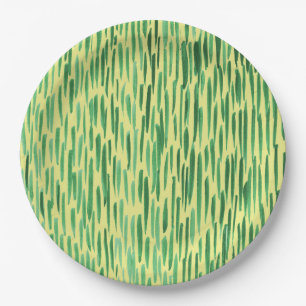 Plato De Papel Diseño de acuarela verde Tiki de bambú