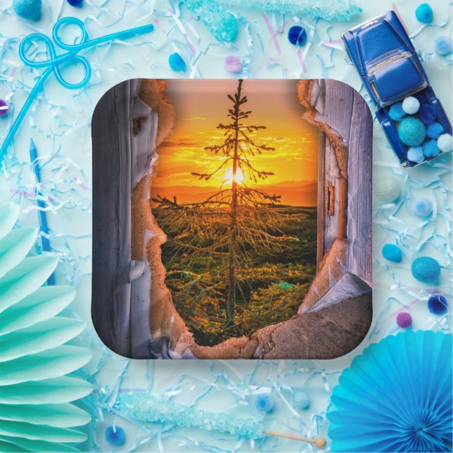 Plato De Papel Diseño de árbol artístico (Fiesta)