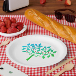 Plato De Papel Diseño de árbol de berry holly