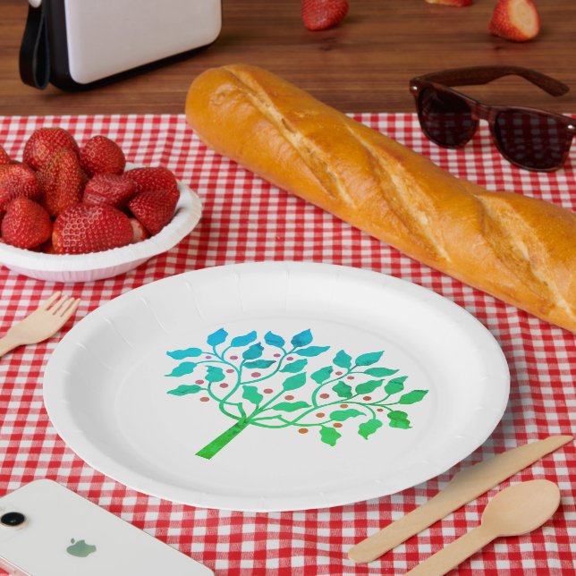 Plato De Papel Diseño de árbol de berry holly (Picnic)