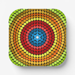 Plato De Papel Diseño de arte de mandala abstracto punteado-65904