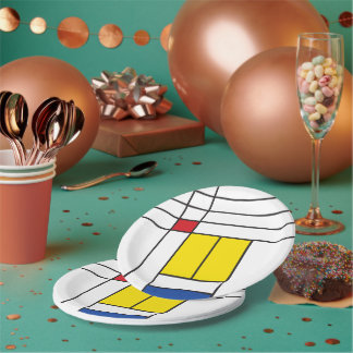 Plato De Papel Diseño de Arte Moderno Minimalista De Stijl Mondri