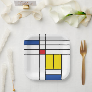 Plato De Papel Diseño de Arte Moderno Minimalista De Stijl Mondri